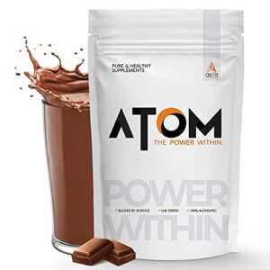 AS-IT-IS ATOM Whey Protein 1kg with Digestive Enzymes | USA Labdoor Certified for Accuracy & Purity | Double Rich Chocolate flavor | 27g protein | 5.7g BCAA