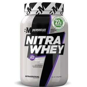 Bigmuscles Nutrition Nitra Whey | Whey Protein Isolate [ 2 lbs, Belgian Chocolate] | 27g Protein | 10g EAA | 3g Creatine | Supports in Muscle Building, Accelerated Recovery & Strength