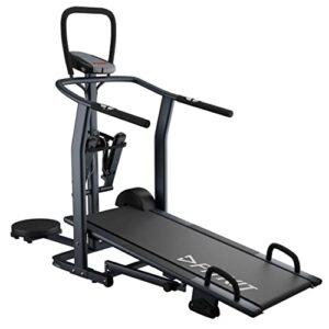 Fitkit by cult.sport FT801 4 in 1 Manual Multifunction Treadmill with (Jogger, Stepper, Twister, Pushup Bar), 3 Level Inclination with Free Customized Diet Plan, Trainer Led Session & 6 Month Warranty