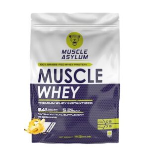 Muscle Asylum Premium 1kg Whey Protein Blend - 24g Protein Per Serving For Muscle Building & Recovery (Banana),25 Servings