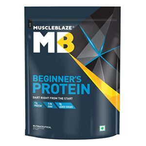 MuscleBlaze Beginner's Whey Protein (Chocolate, 1 kg / 2.2 lb) No Added Sugar, Faster Muscle Recovery & Improved Strength