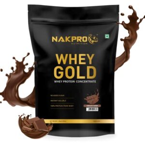 NAKPRO GOLD 100% Whey Protein Concentrate|24.76g Protein, 5.42g BCAA|Easy Mixing,Low Carbs,Easy Digesting Whey Protein Supplement Powder for Men, Women & Athletes|1 Kg Chocolate Flavour (30 Servings)