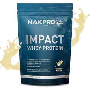 NAKPRO IMPACT Whey Protein | 24g Protein, 4.95g BCAA and 10.35g EAA | Easy Digesting Whey Protein Supplement Powder (1 Kg, Malai Kulfi)