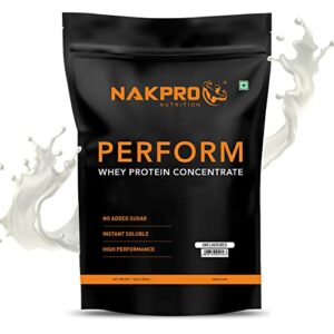 NAKPRO PERFORM Whey Protein Concentrate | 26g Protein, 5.7g BCAA | Easy Mixing, Easy Digesting (Unflavoured, 1 Kg)