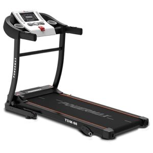 PowerMax Fitness TDM-98 (4.0HP Peak) Motorized Treadmill With USB Connection, Home Use & Heart Rate Sensors - Black