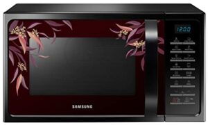 Samsung 28 L Convection Microwave Oven with SlimFry (MC28H5025VR/TL, Black Delight Red Pattern)