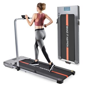 WELCARE MAXPRO PTM-X1 Under Desk Treadmill 2HP (Peak) Motorized Foldable PRE-INSTALLED Aerobic Treadmill, Walking PAD with LED Display (Grey)